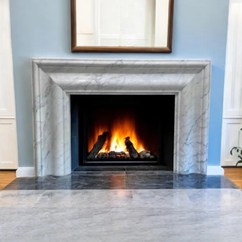 Modern Minimal Marble Fireplace Unit